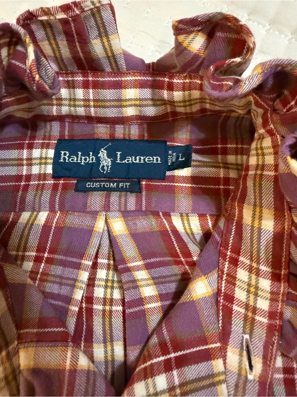 Plaid Ralph Lauren Ruffle-Collar Button-Down Shirt - Picture 8 of 11